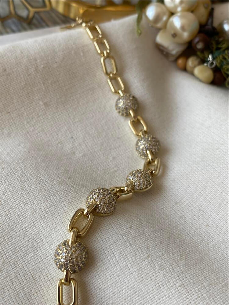 VIP 14K Taşlı Topçuk Detaylı Bileklik