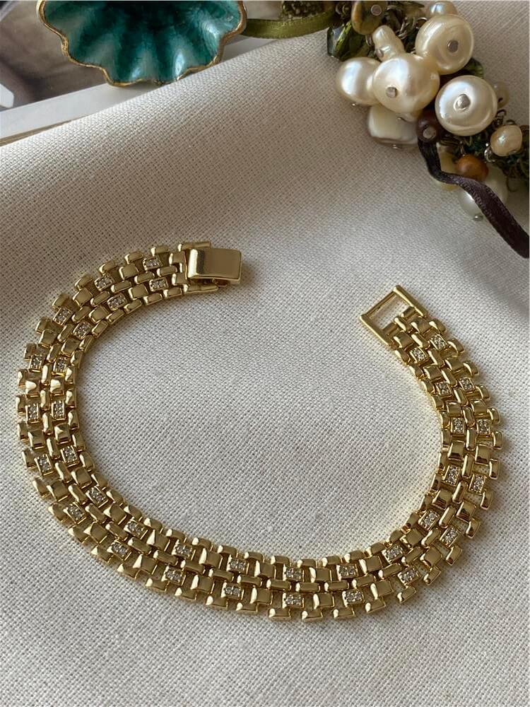 VIP 14K Taşlı Tricot Bileklik