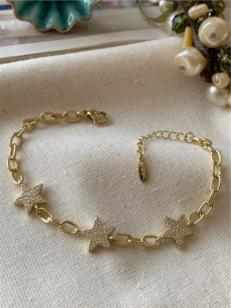 VIP 14K Taşlı Üç Yıldız Bileklik