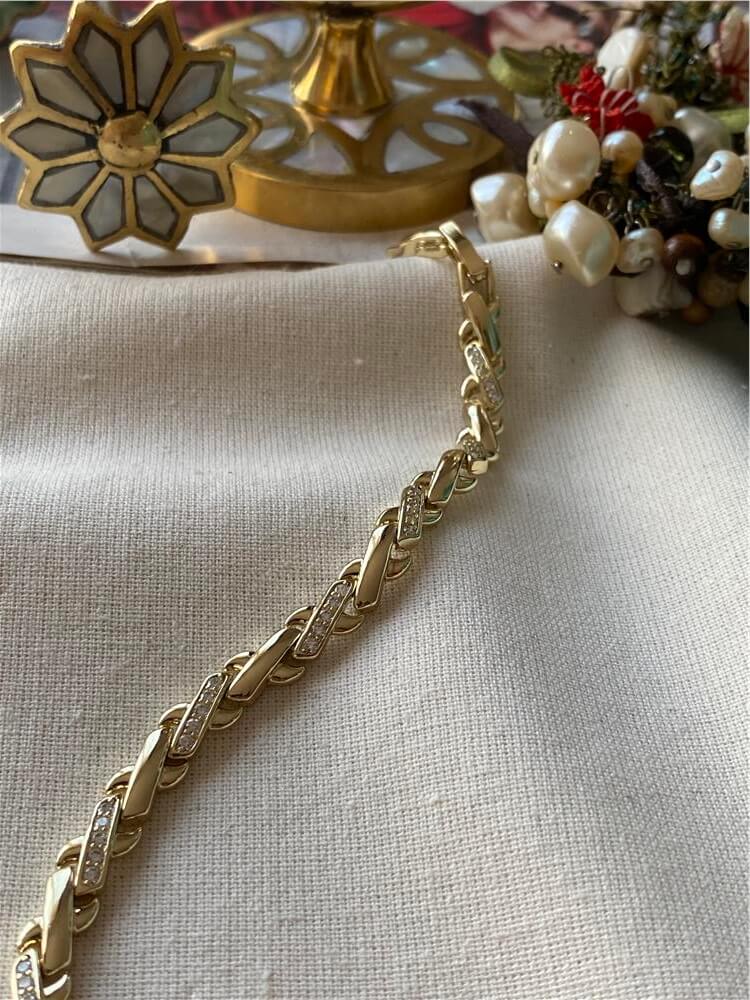 VIP 14K Taşlı X Design Bileklik