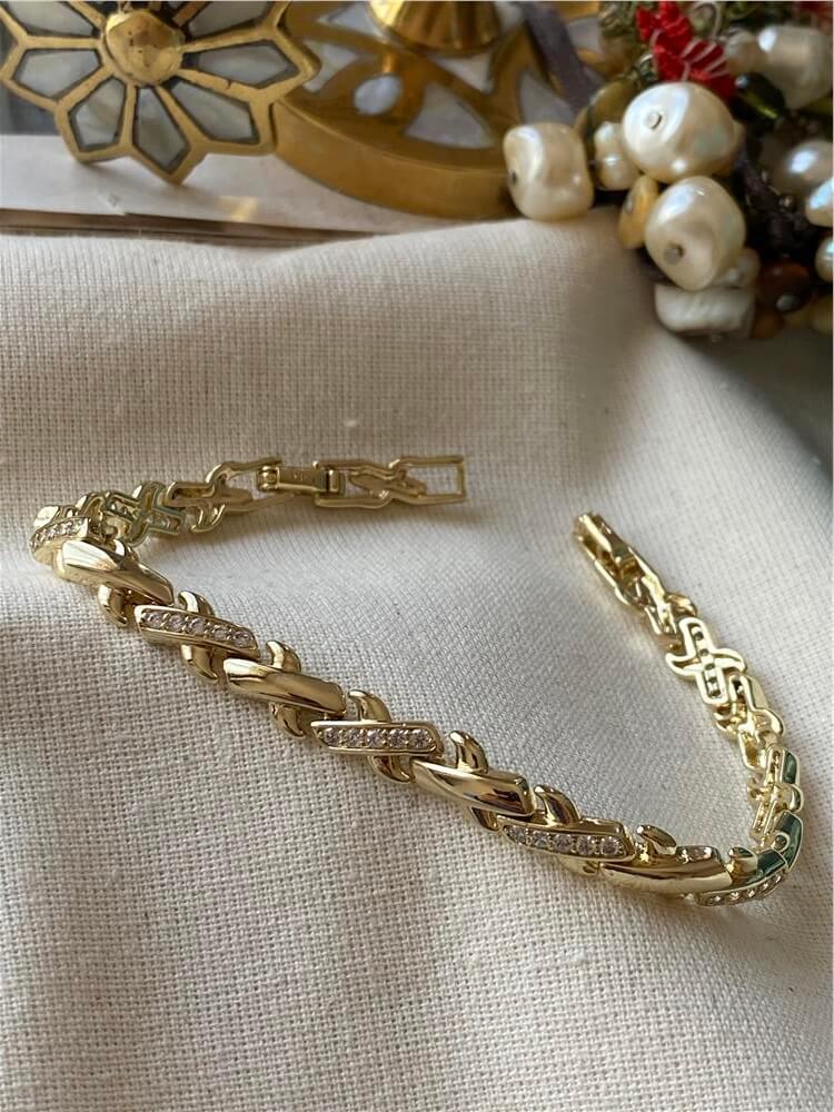 VIP 14K Taşlı X Design Bileklik