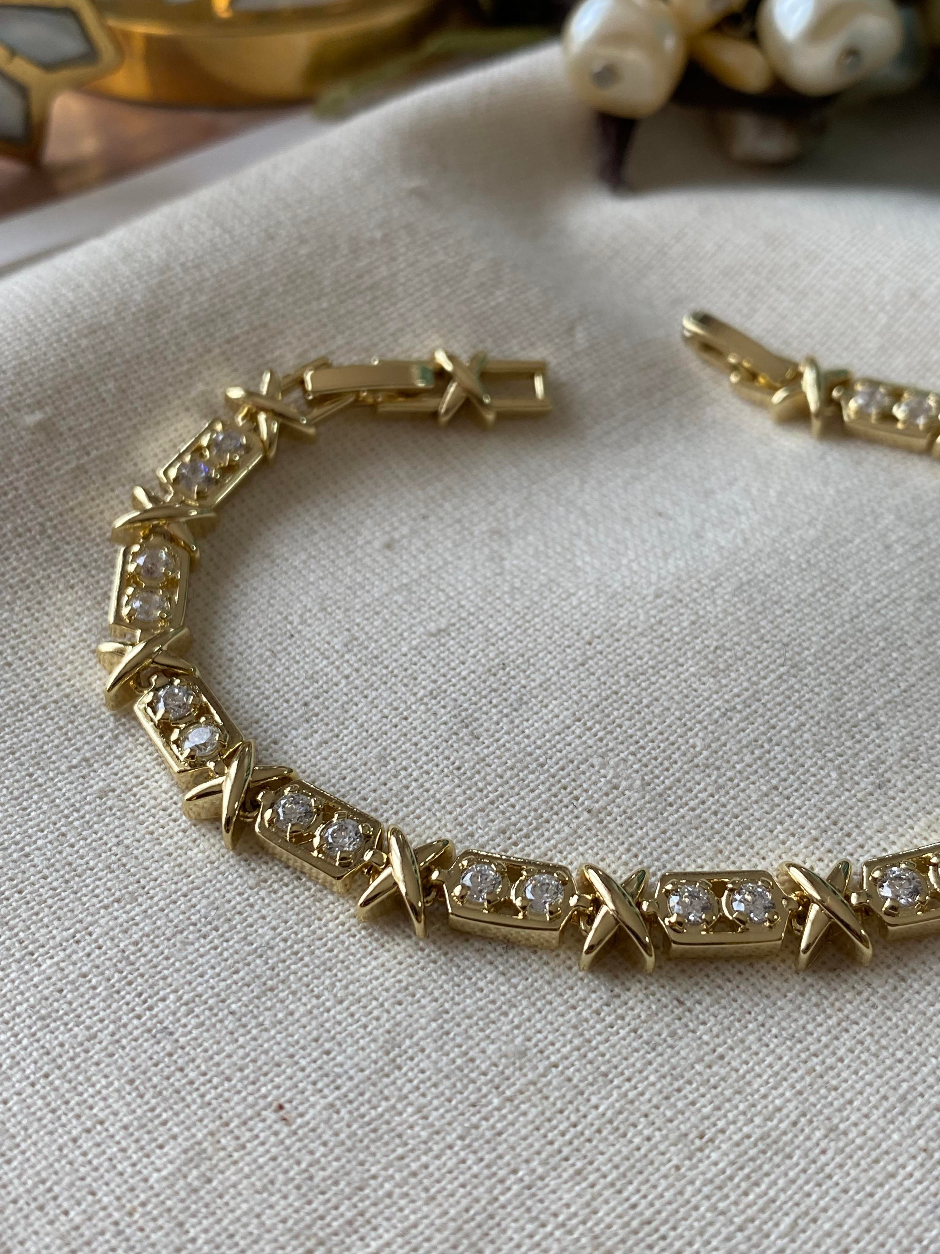 VIP 14K Taşlı X Detaylı Bileklik