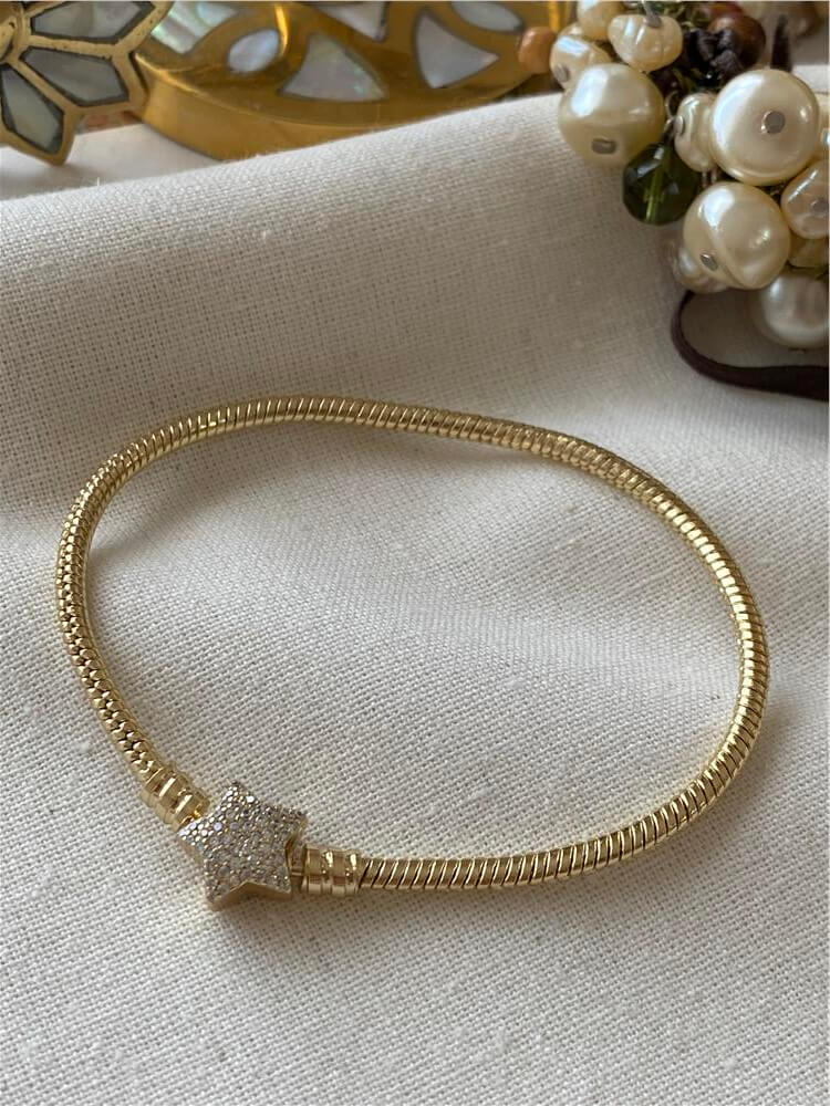 VIP 14K Taşlı Yıldız Klipsli Bileklik