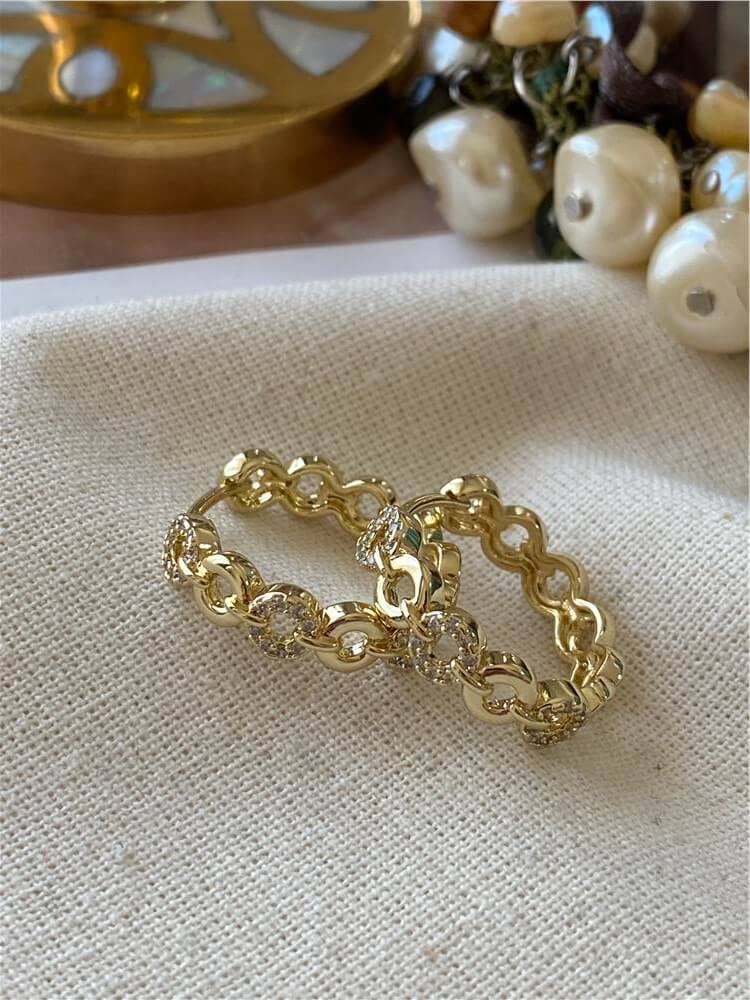 VIP 14K Taşlı Yuvarlaklar Küpe