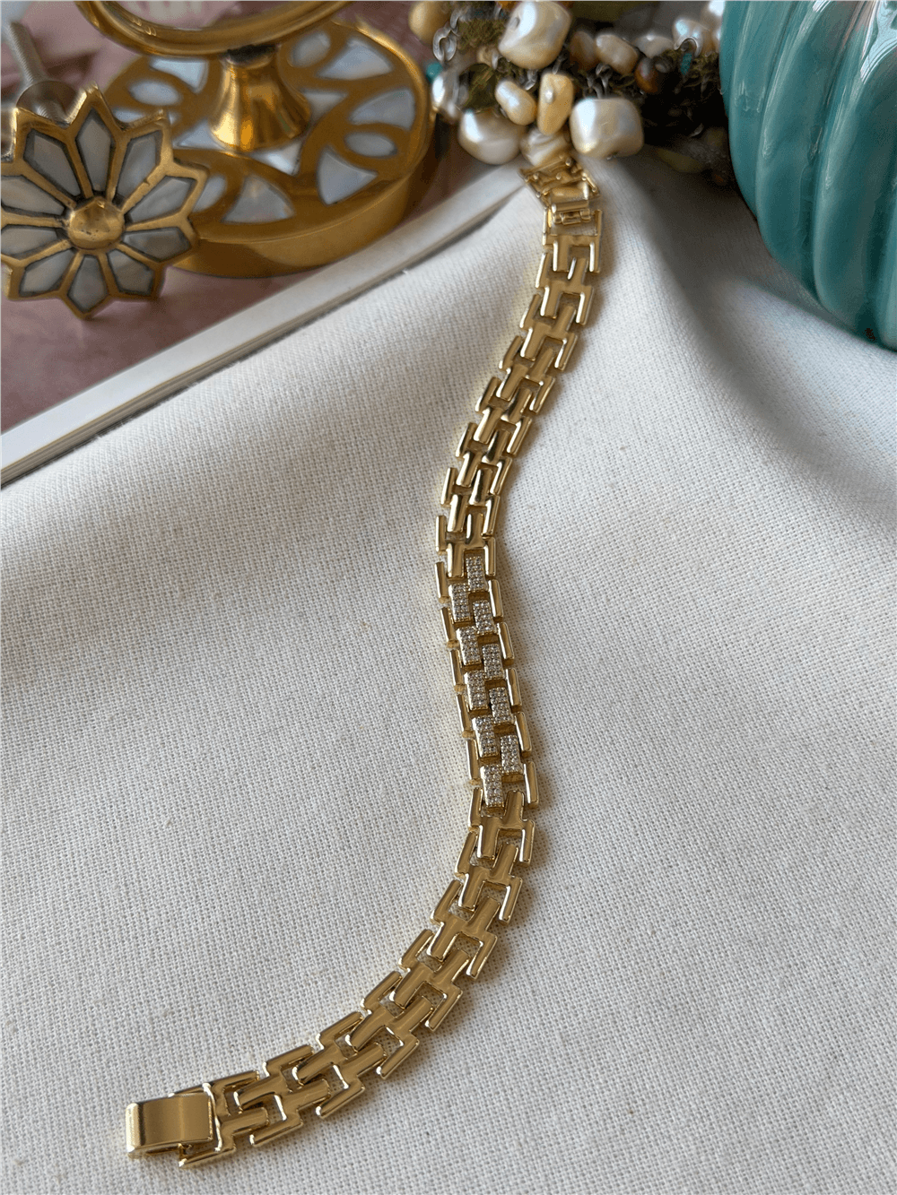 VIP 14K Taşlı Zigzag Model Bileklik