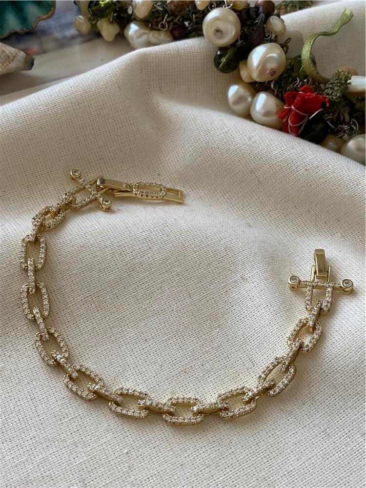 VIP 14K Taşlı Zincir Bileklik