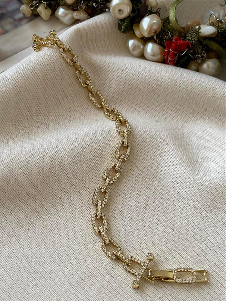 VIP 14K Taşlı Zincir Bileklik