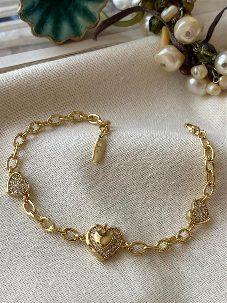 VIP 14K Üç Kalpli Zincir Bileklik