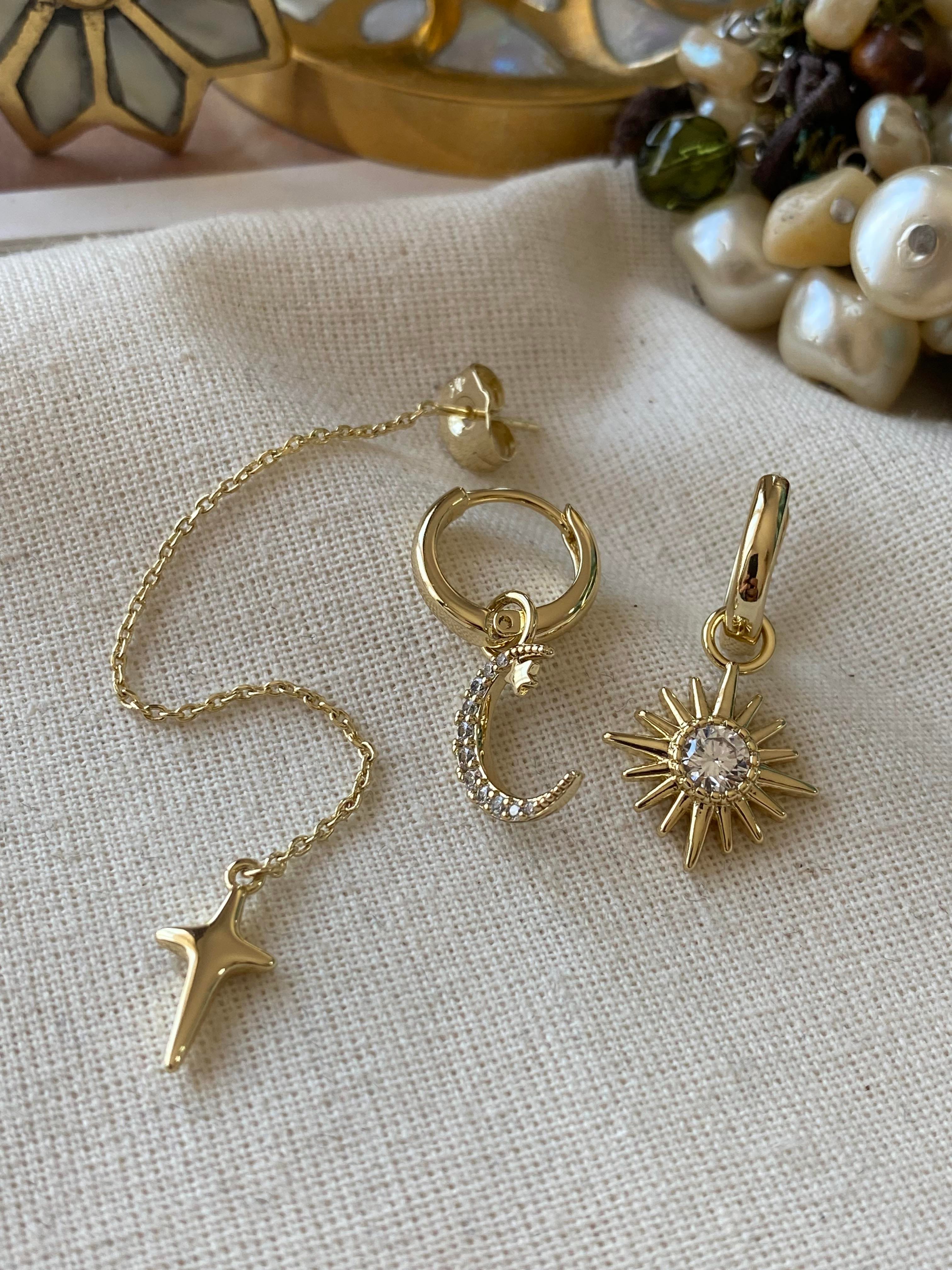 VIP 14K Üçlü Sky Charms Küpe
