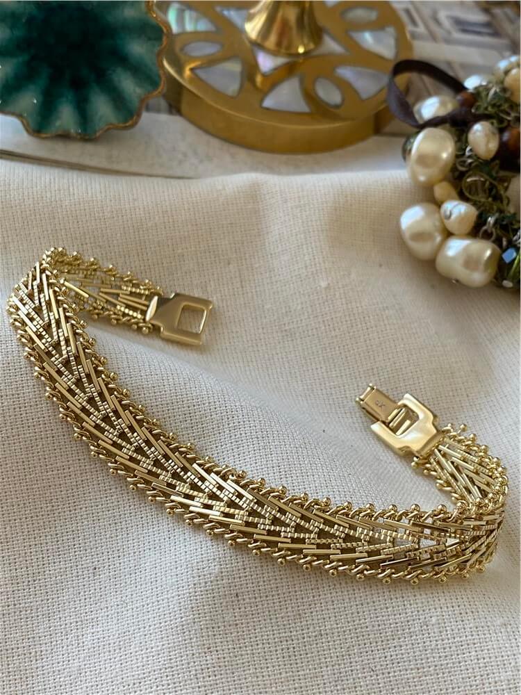 VIP 14K V Model Hasır Örme Bileklik