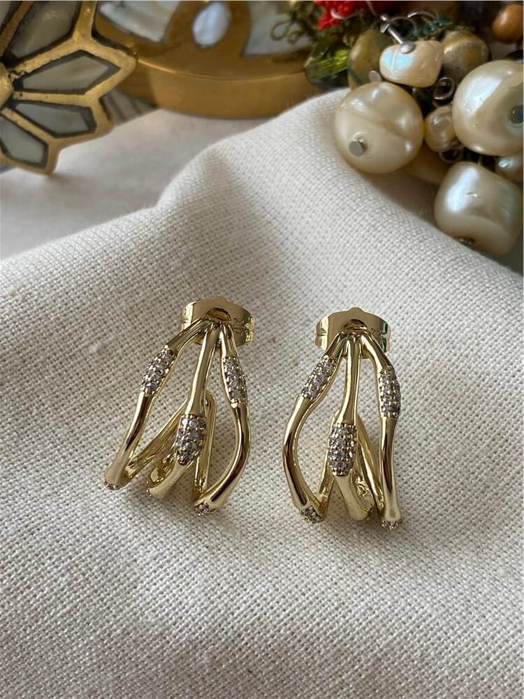 VIP 14K Wave Kaburga Küpe