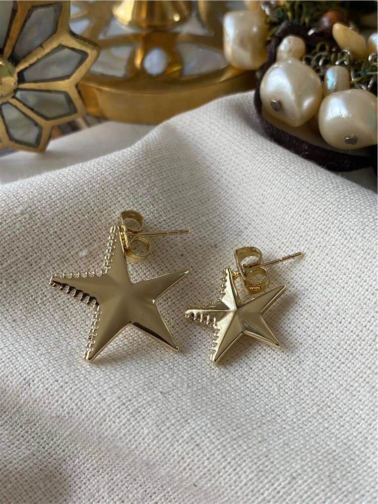 VIP 14K Yassı Yıldız Küpe