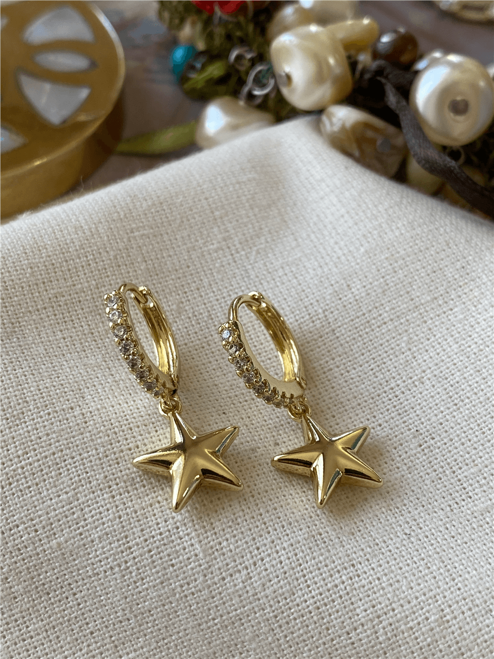 VIP 14K Yıldız Sallantılı Küpe
