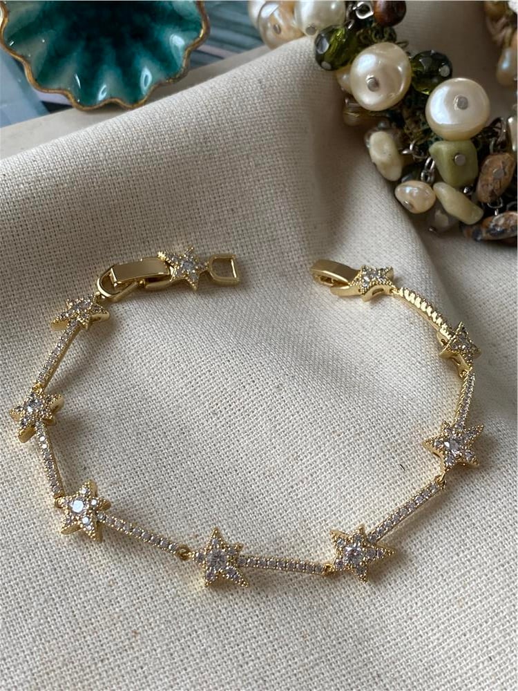 VIP 14K Yıldız Taşlı Bileklik