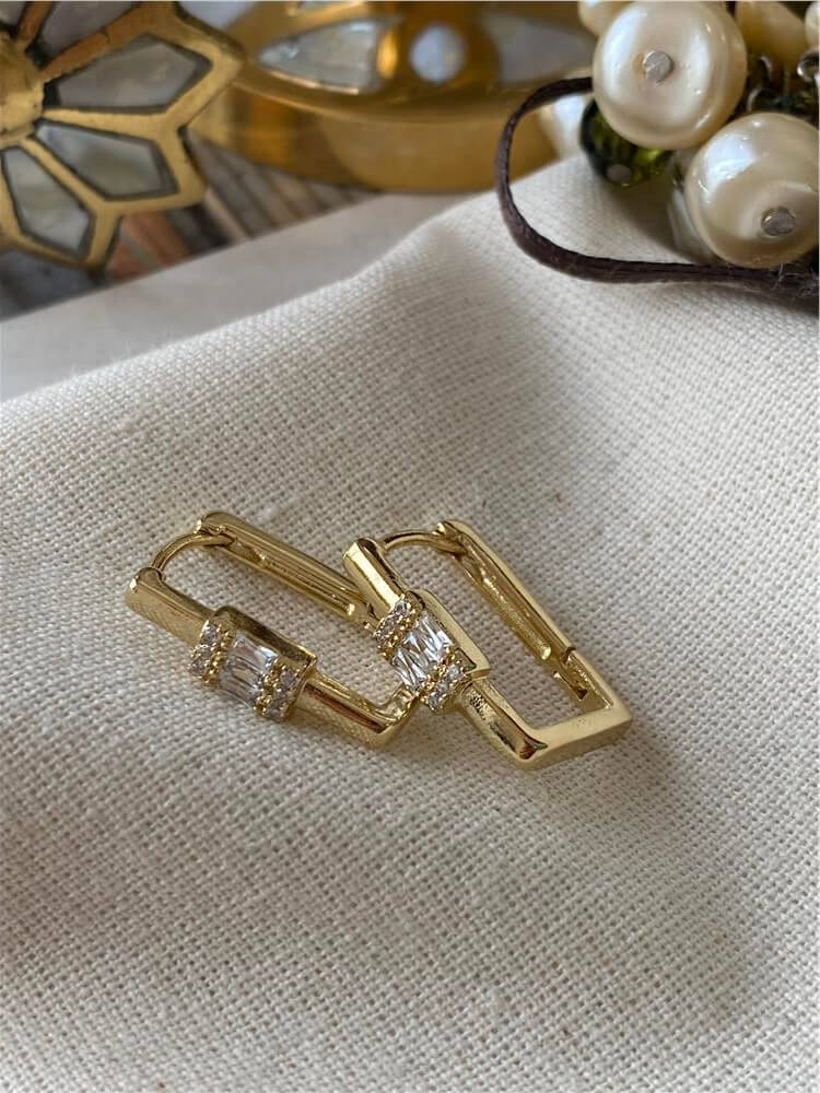 VIP 14K Zen Model Dikdörtgen Küpe