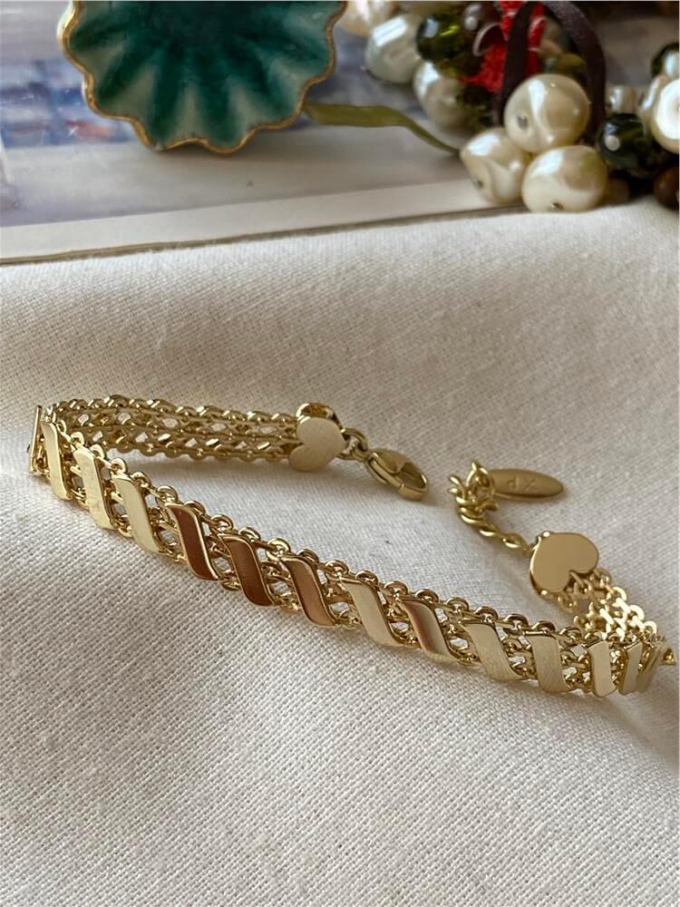 VIP 14K Zincir Detaylı Wave Model Bileklik