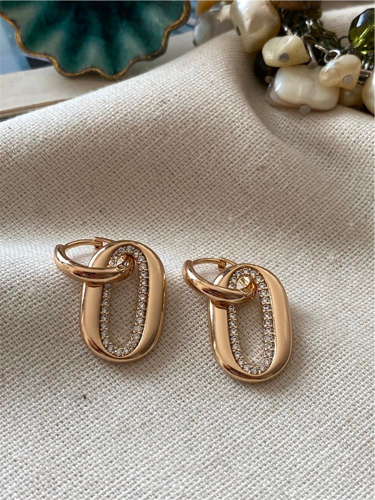 VIP Taşlı Oval Küpe