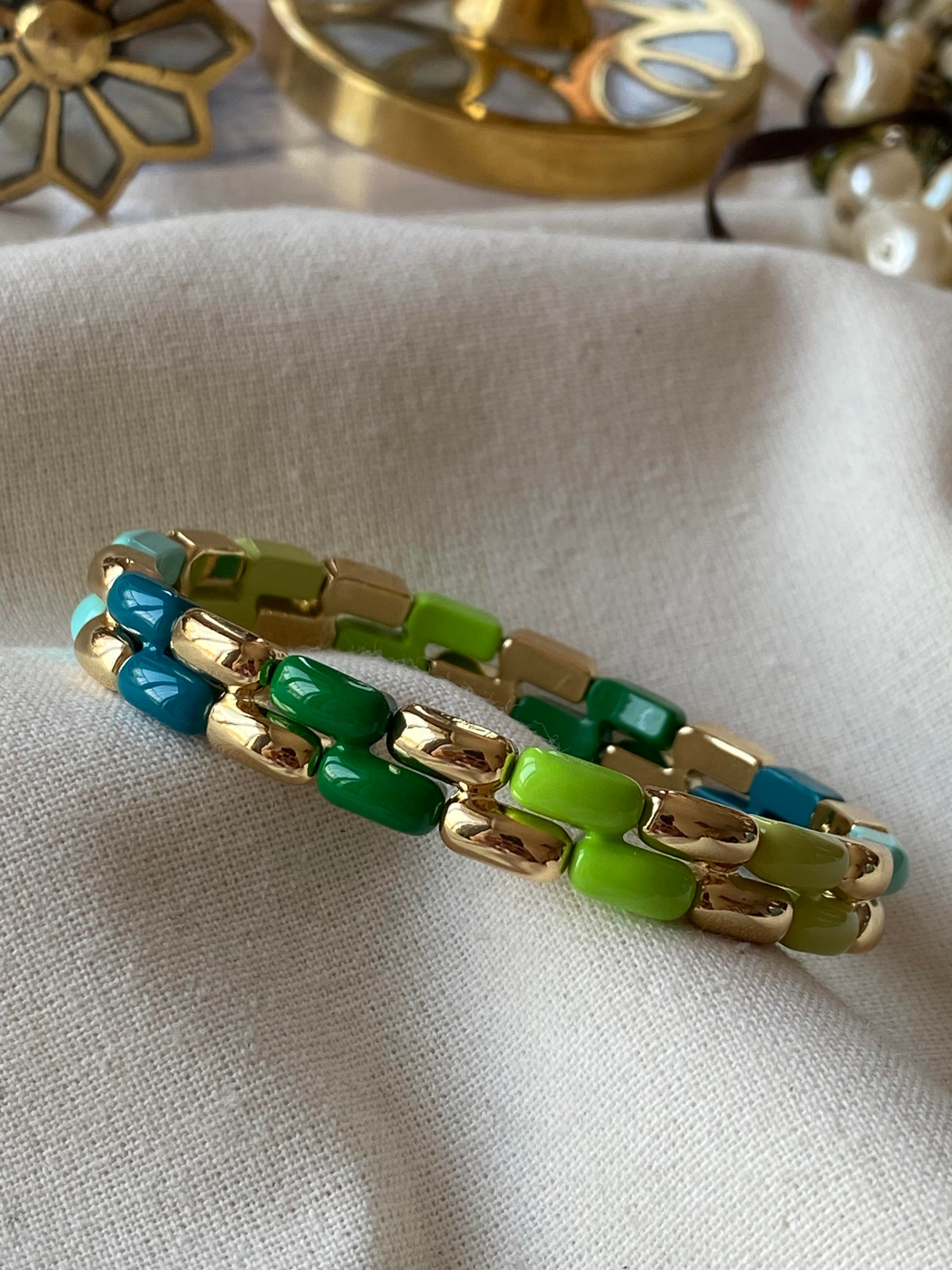 Yeşil Z Model Porselen Esnek Bileklik