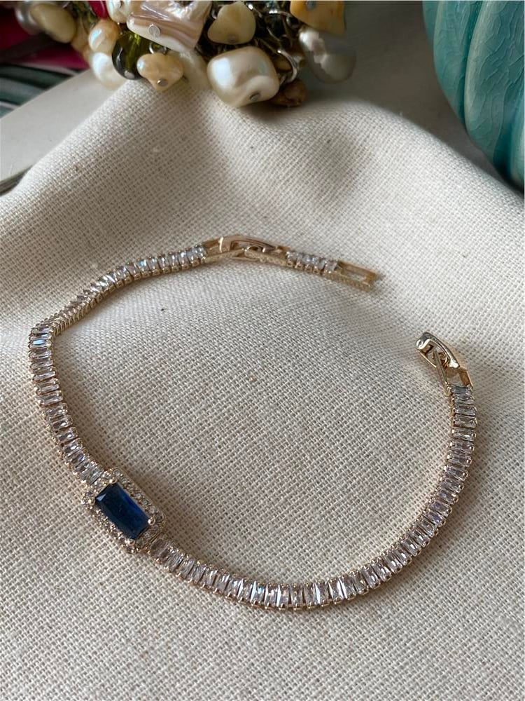 Zirconium Baget Taşlı Blue Stone Bileklik