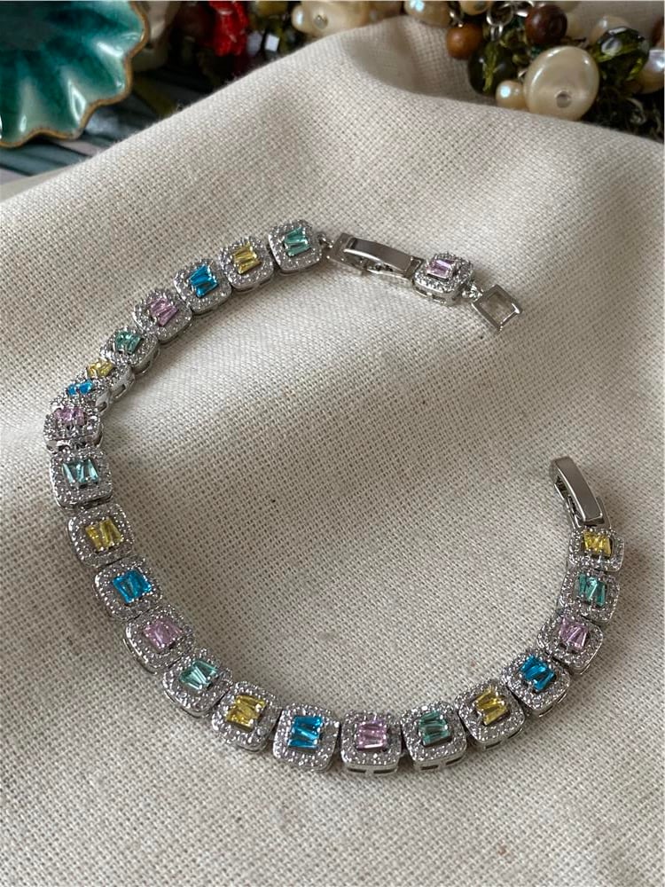 Zirconium Baget Taşlı Turkuaz Bileklik