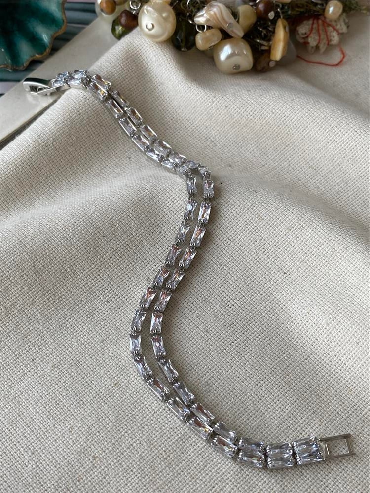 Zirconium İkili Dikdörtgen Taş Bileklik