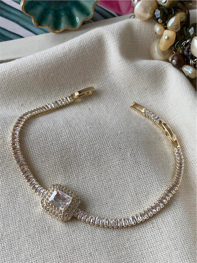 Zirconium Kesme Taş Gold Baget Suyolu Bileklik