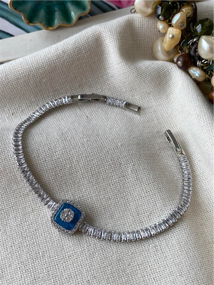 Zirconium Mavi Taş Baget Suyolu Bileklik