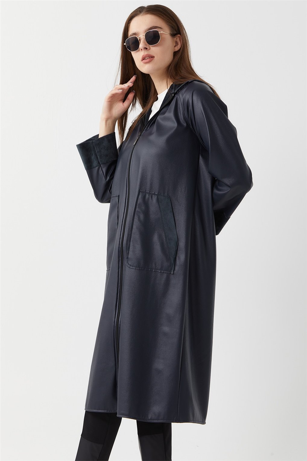 23K23501 SİTARE MABEL DERİ REGLAN GİY ÇIK 1-4- Lacivert