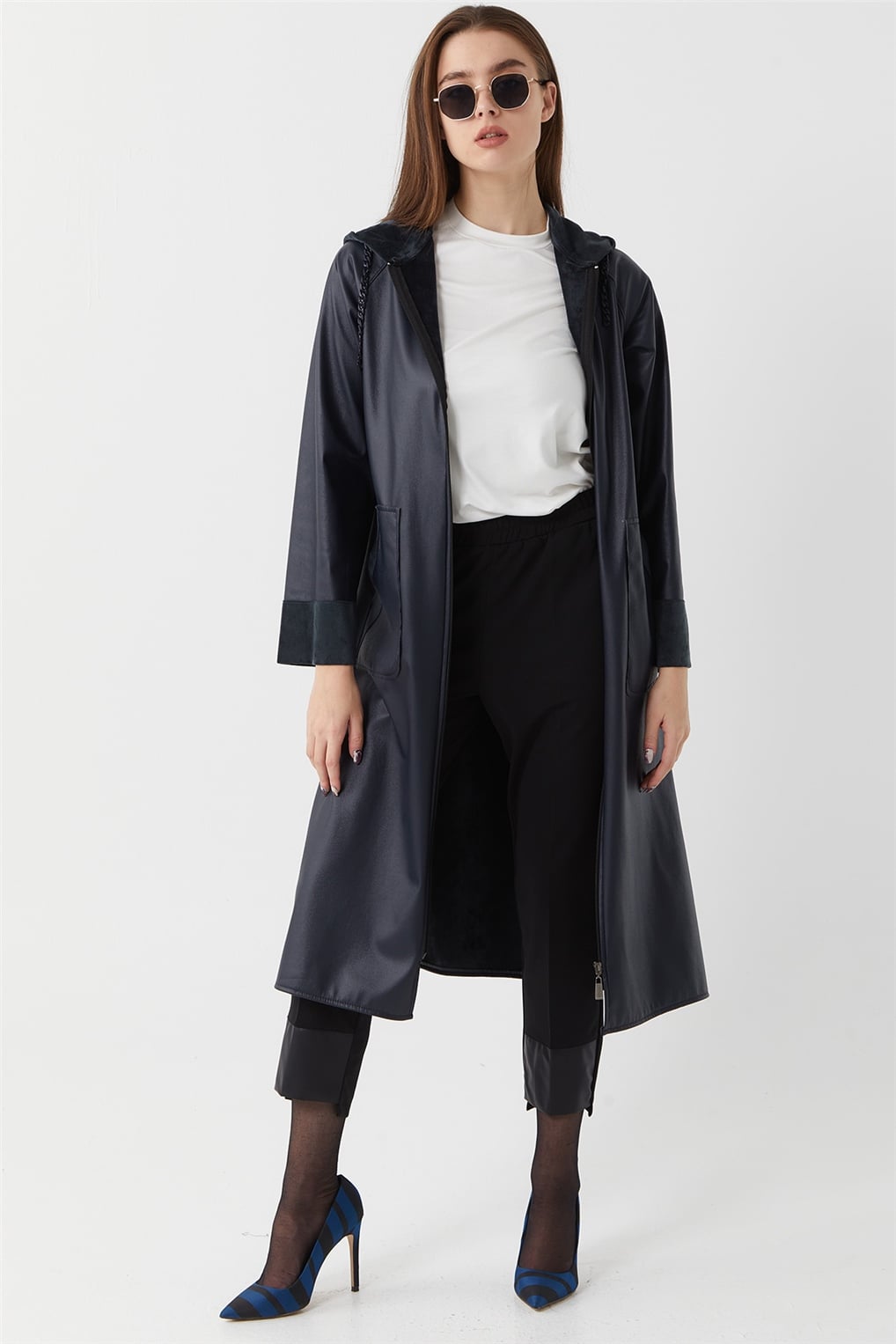 23K23501 SİTARE MABEL DERİ REGLAN GİY ÇIK 1-4- Lacivert