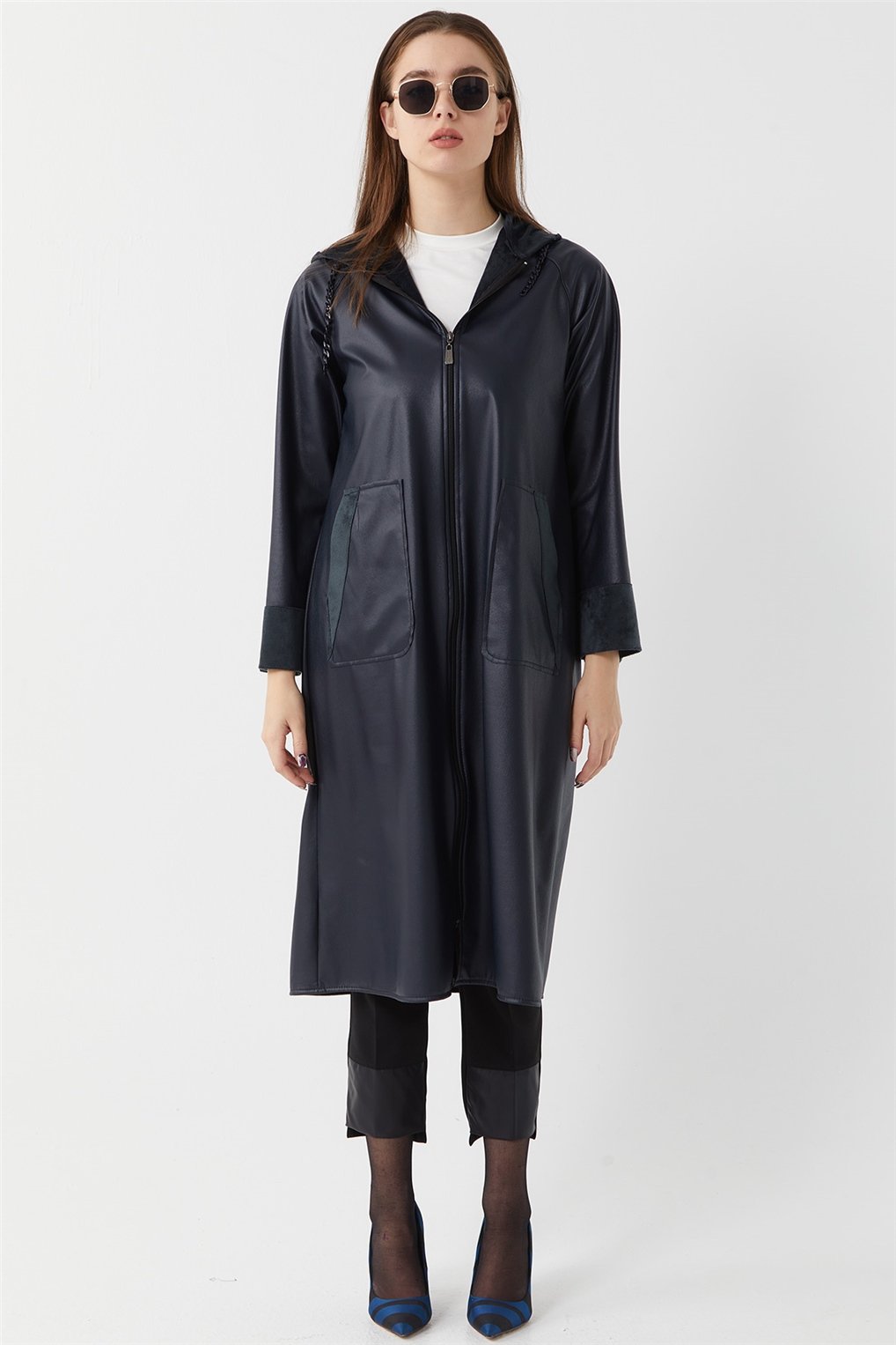 23K23501 SİTARE MABEL DERİ REGLAN GİY ÇIK 1-4- Lacivert