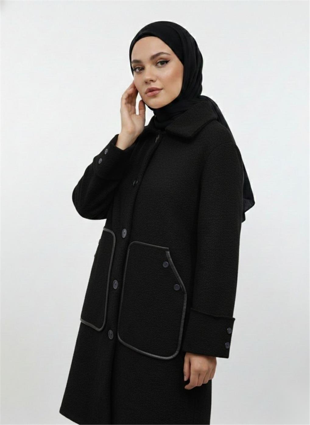 7704 NEFİSE ANGORA DERİ CEP DETAYLI TRİKO HIRKA