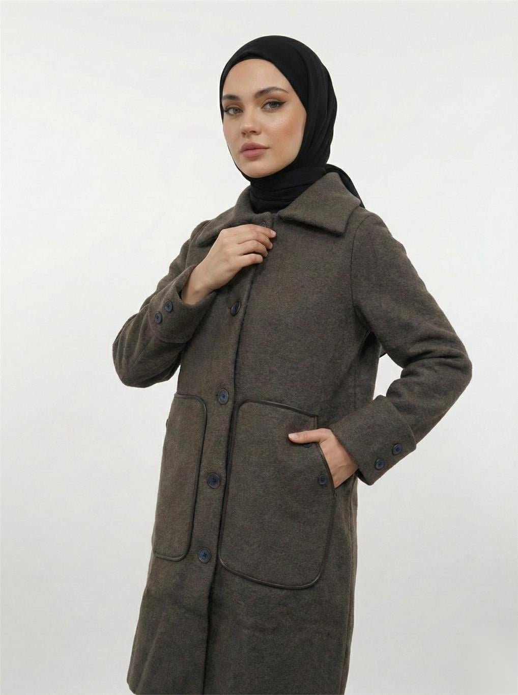 7704 NEFİSE ANGORA DERİ CEP DETAYLI TRİKO HIRKA