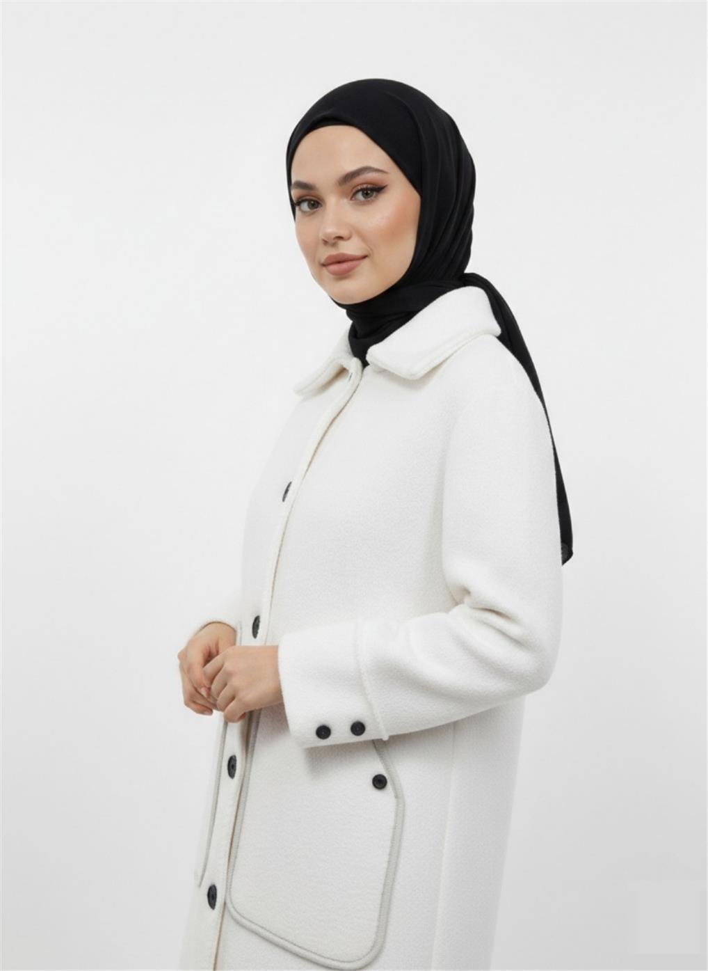 7704 NEFİSE ANGORA DERİ CEP DETAYLI TRİKO HIRKA