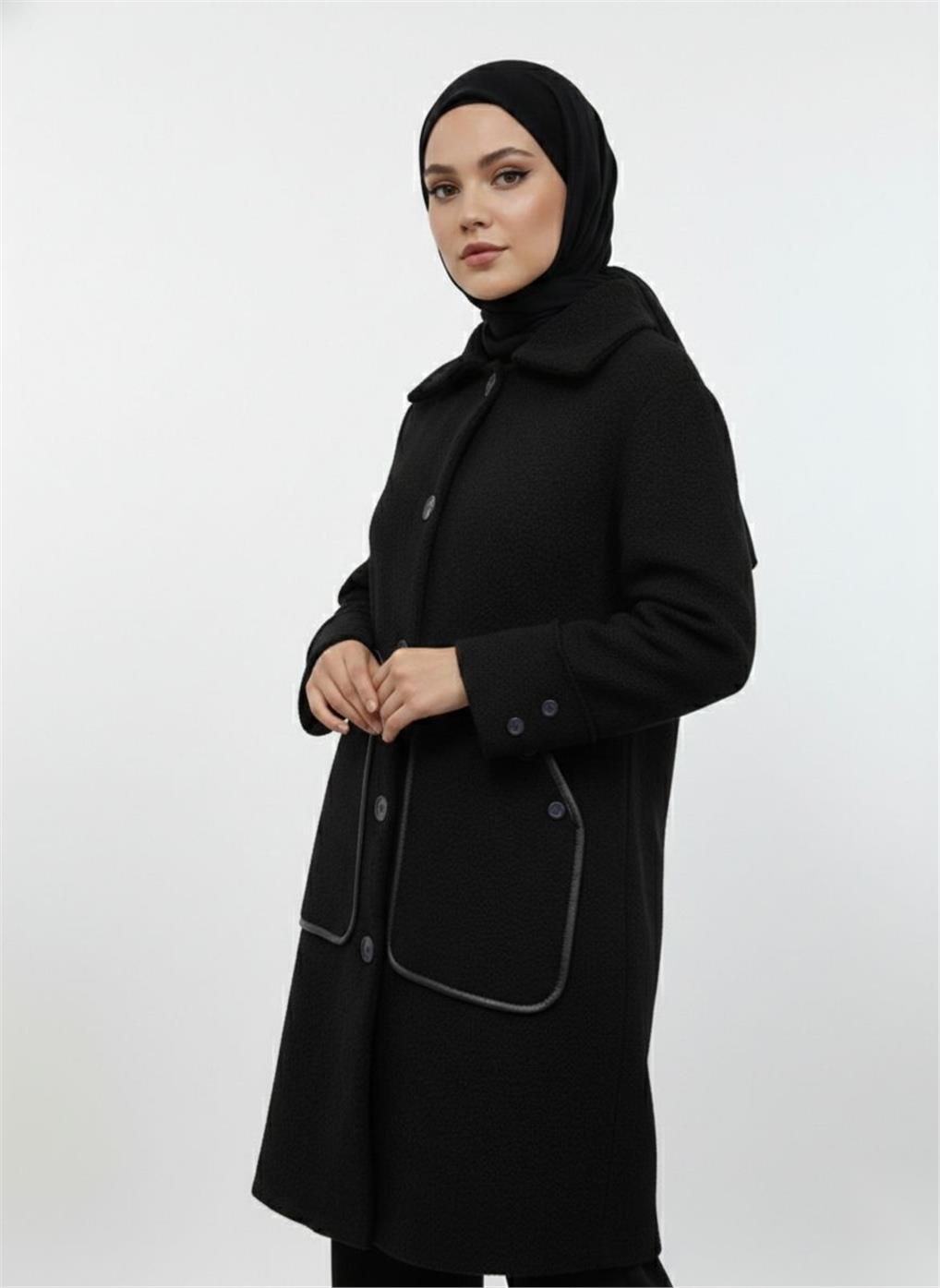 7704 NEFİSE ANGORA DERİ CEP DETAYLI TRİKO HIRKA