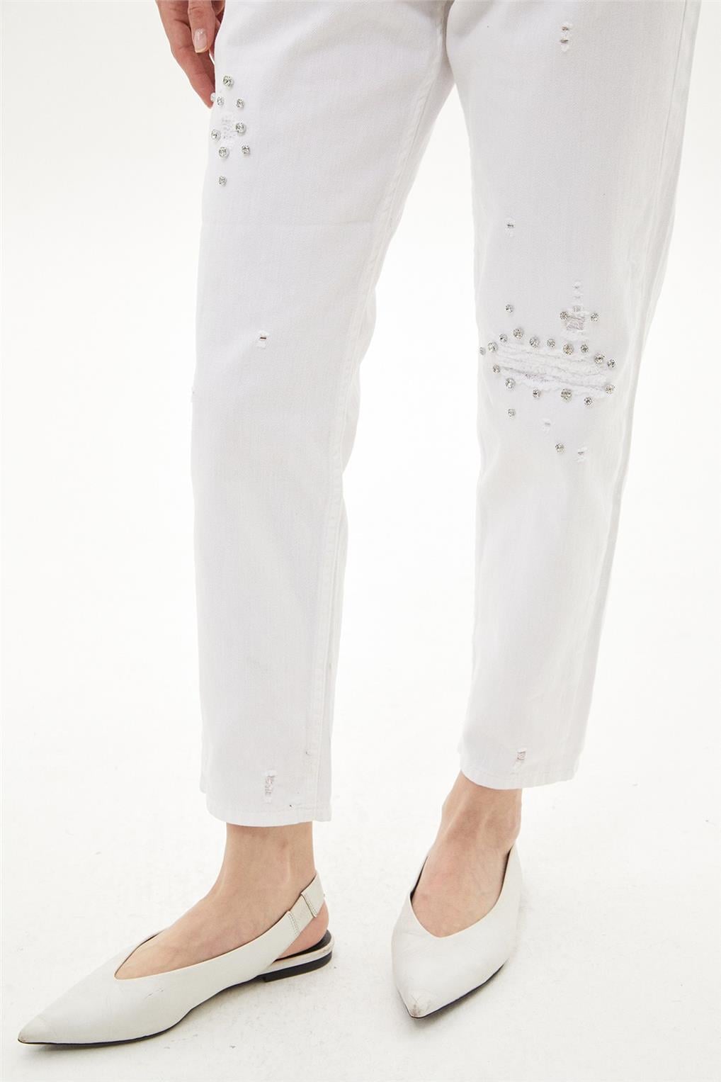 SİTARE 2505 KOT PANTOLON 38-46- Beyaz