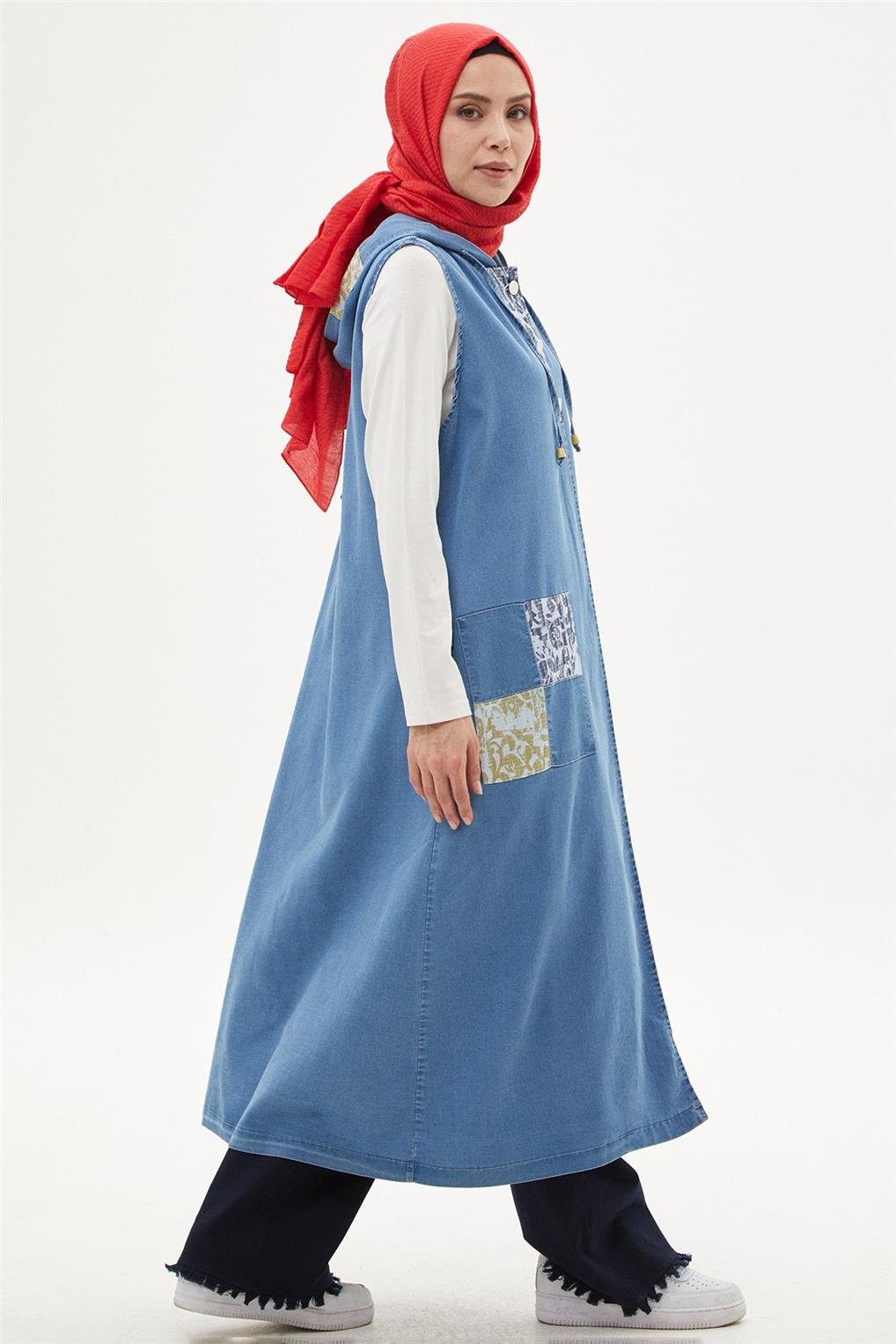 SİTARE 6049 PATWORK KOT YELEK 1-4- Mavi