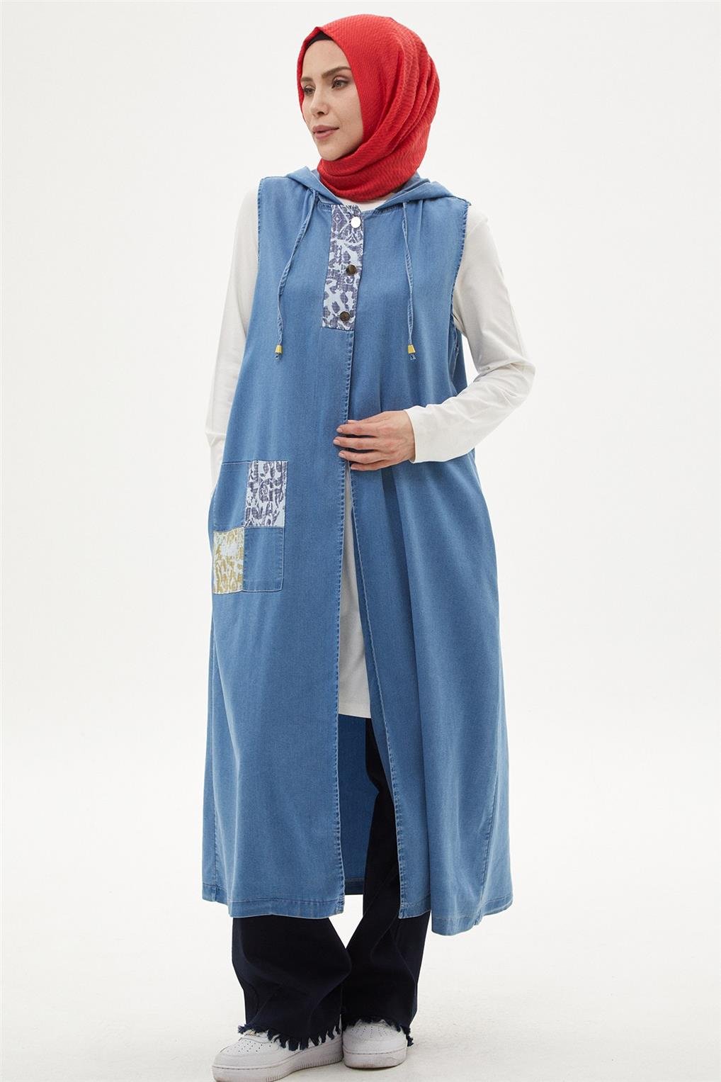 SİTARE 6049 PATWORK KOT YELEK 1-4- Mavi