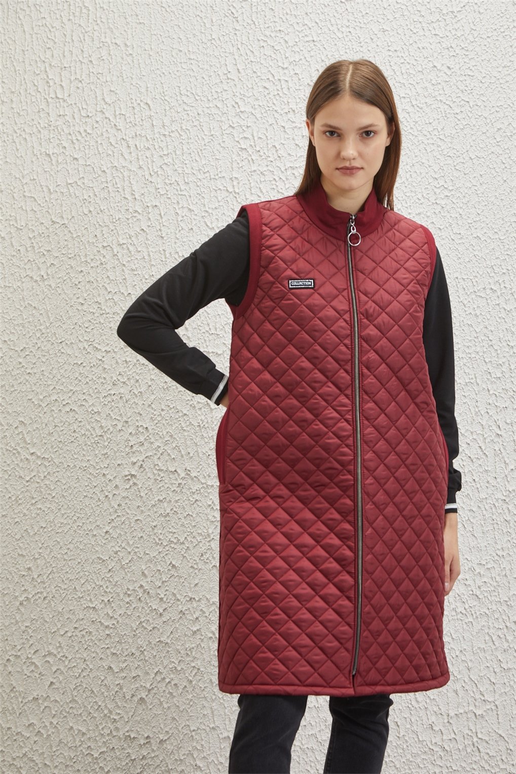Sitare A Kalıp Kapitone Yelek 22K8004- Bordo