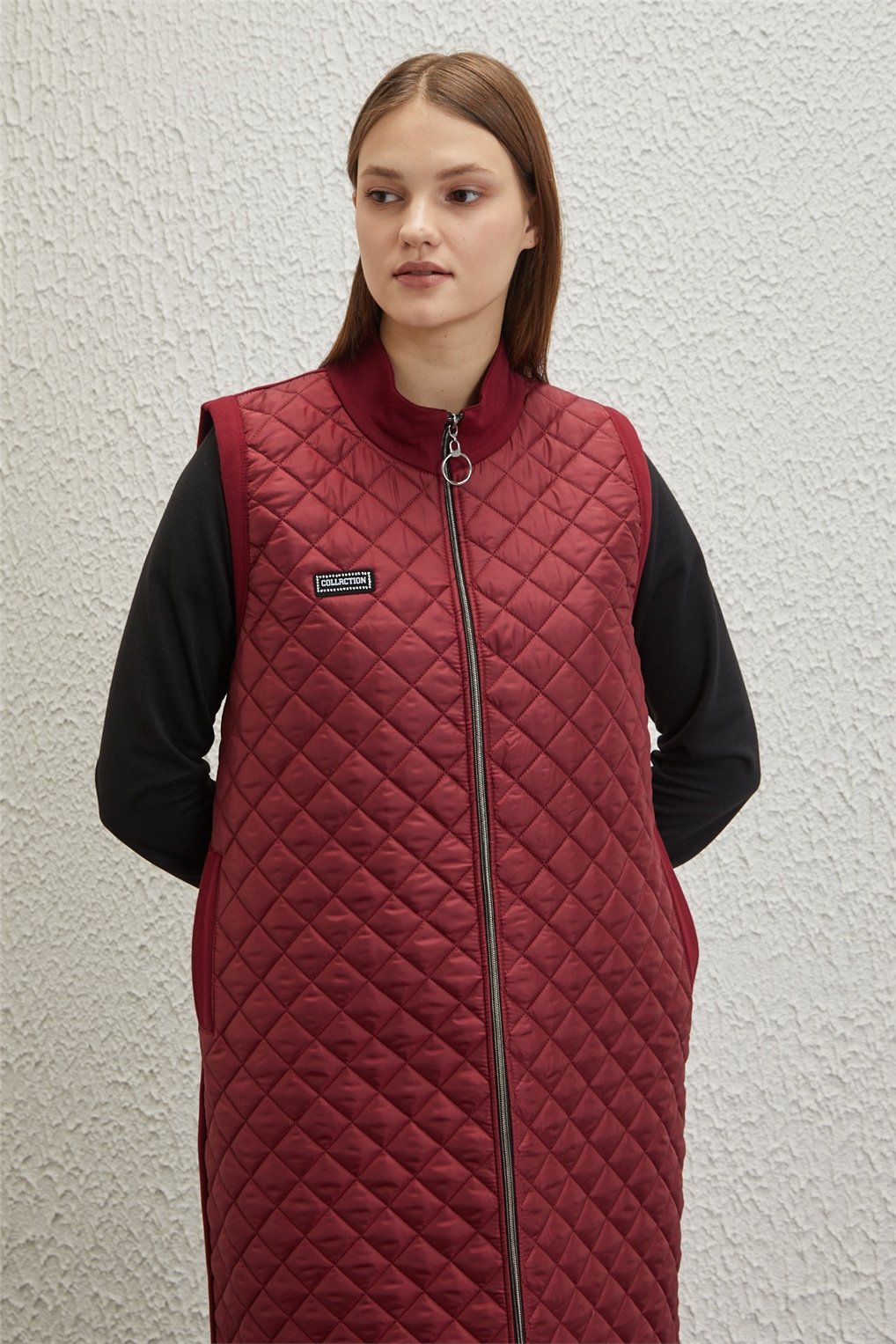 Sitare A Kalıp Kapitone Yelek 22K8004- Bordo