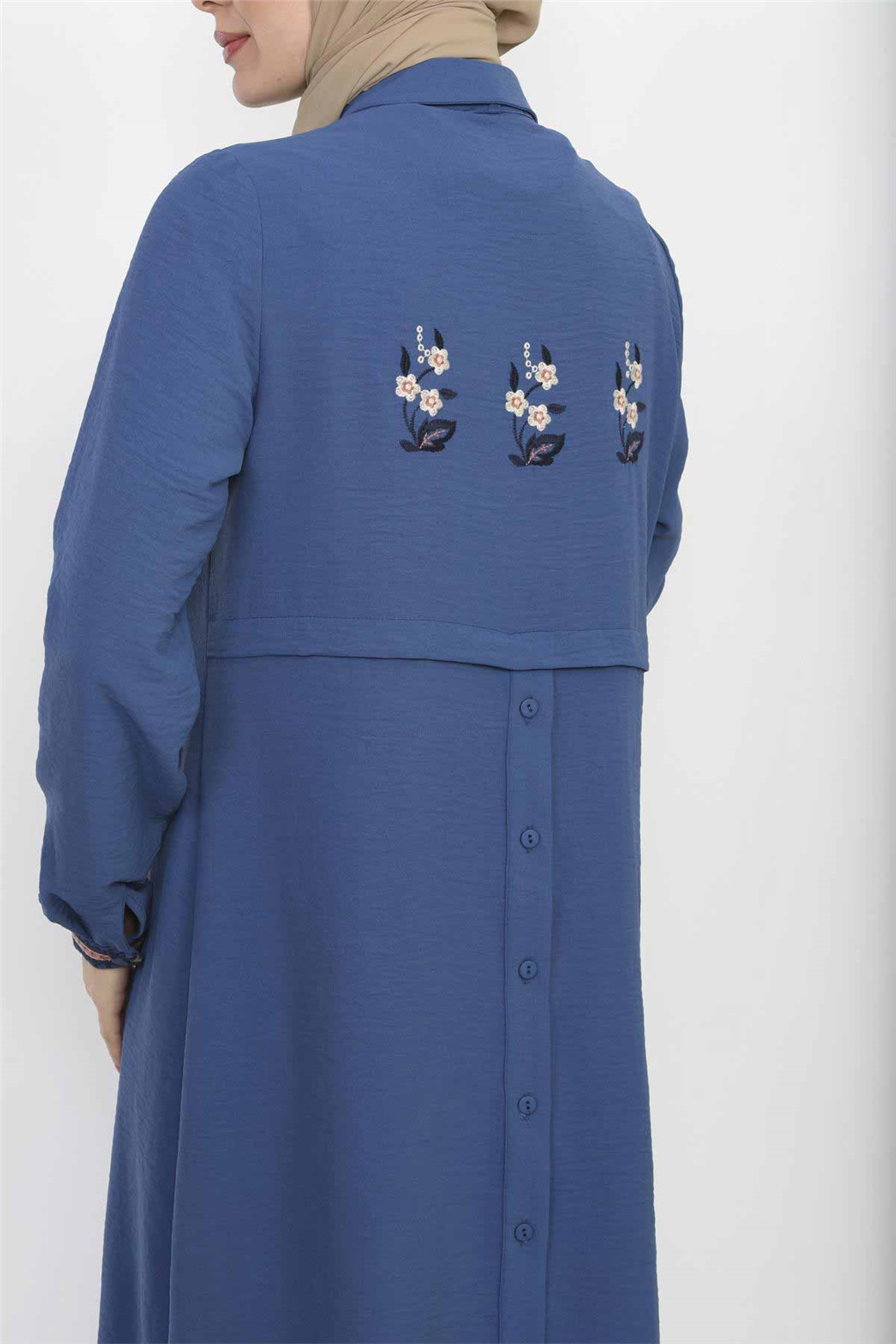 Sitare Arkası Nakışlı Ve Düğmeli Tunik 20Y2567- İndigo Koyu