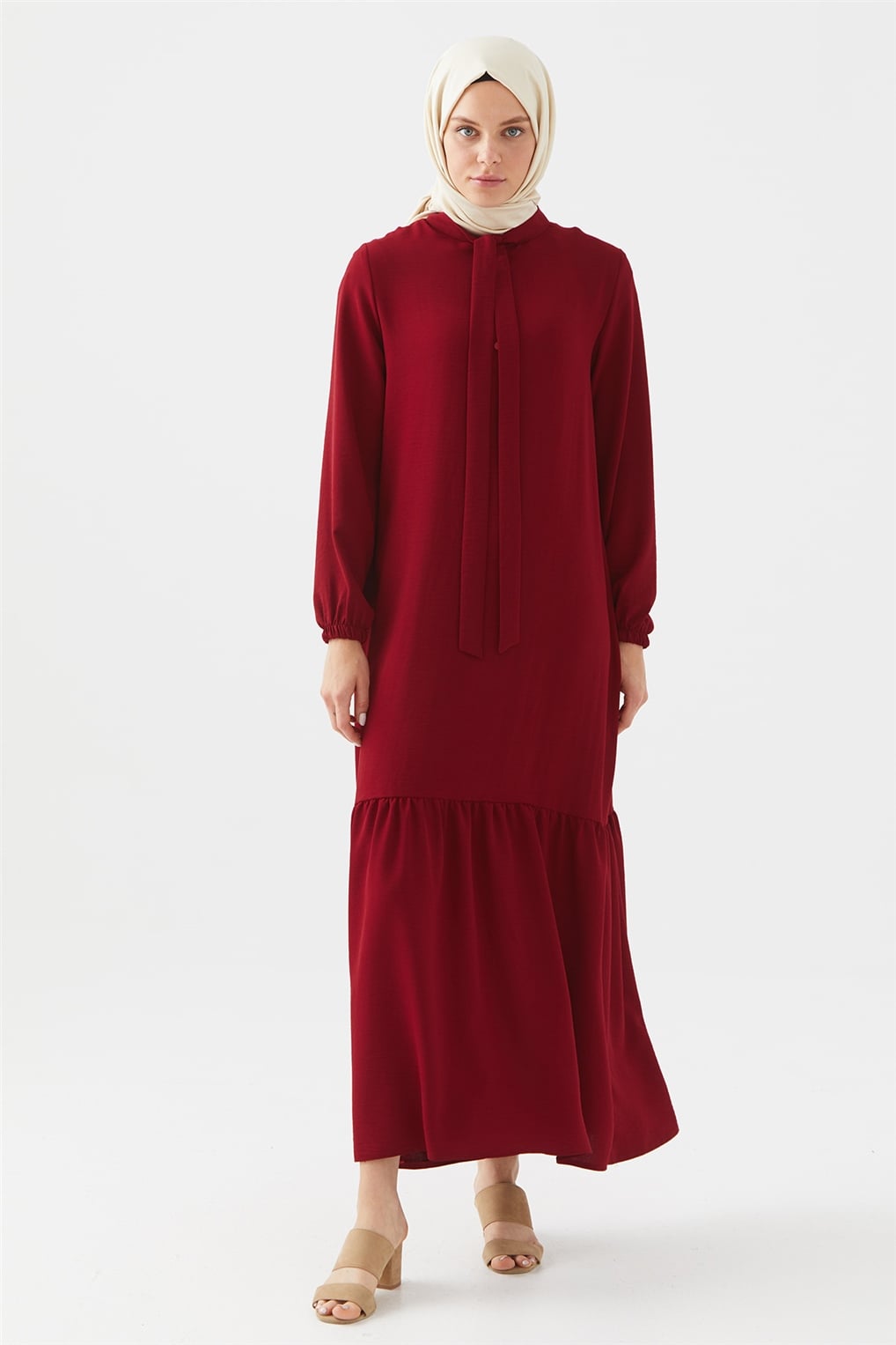 Sitare Ayrobin Elbise 21Y977- Bordo