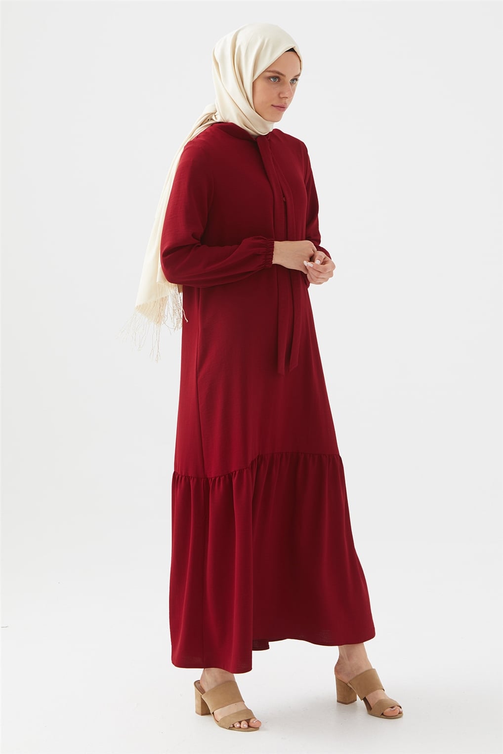 Sitare Ayrobin Elbise 21Y977- Bordo