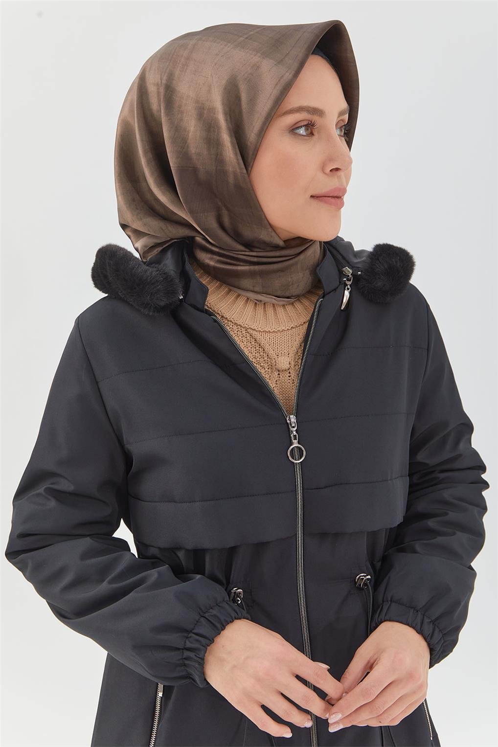 SİTARE BONDİT CEP FERMUARLI KABAN 2356- Siyah