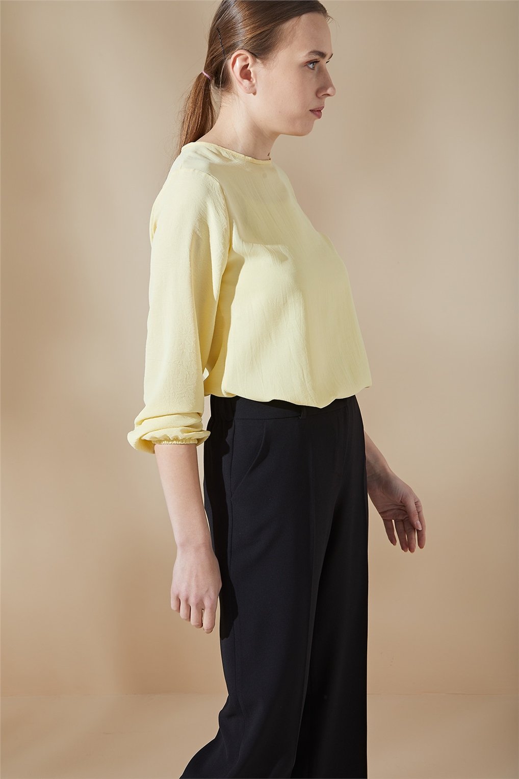 Sitare Duble Krep Paça Pantolon 21Y5109- Siyah