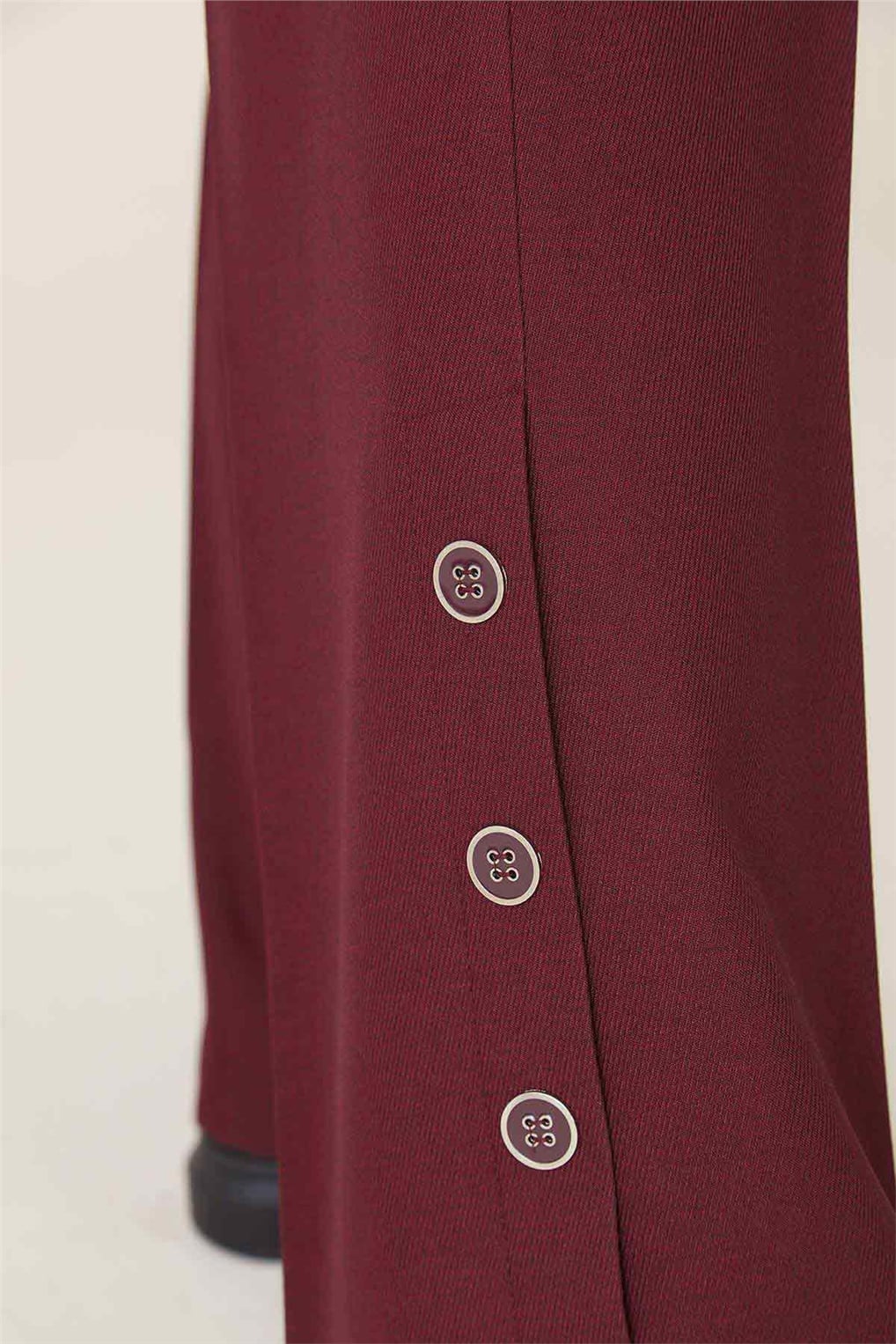 Sitare Düğmeli Bol Paça Pantolon 20K5069- Bordo