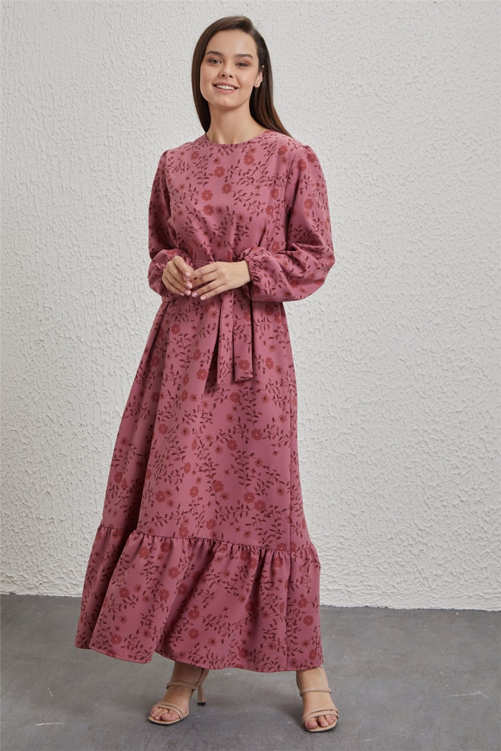 Sitare Fbs Baskılı Elbise 22K1160- Mercan