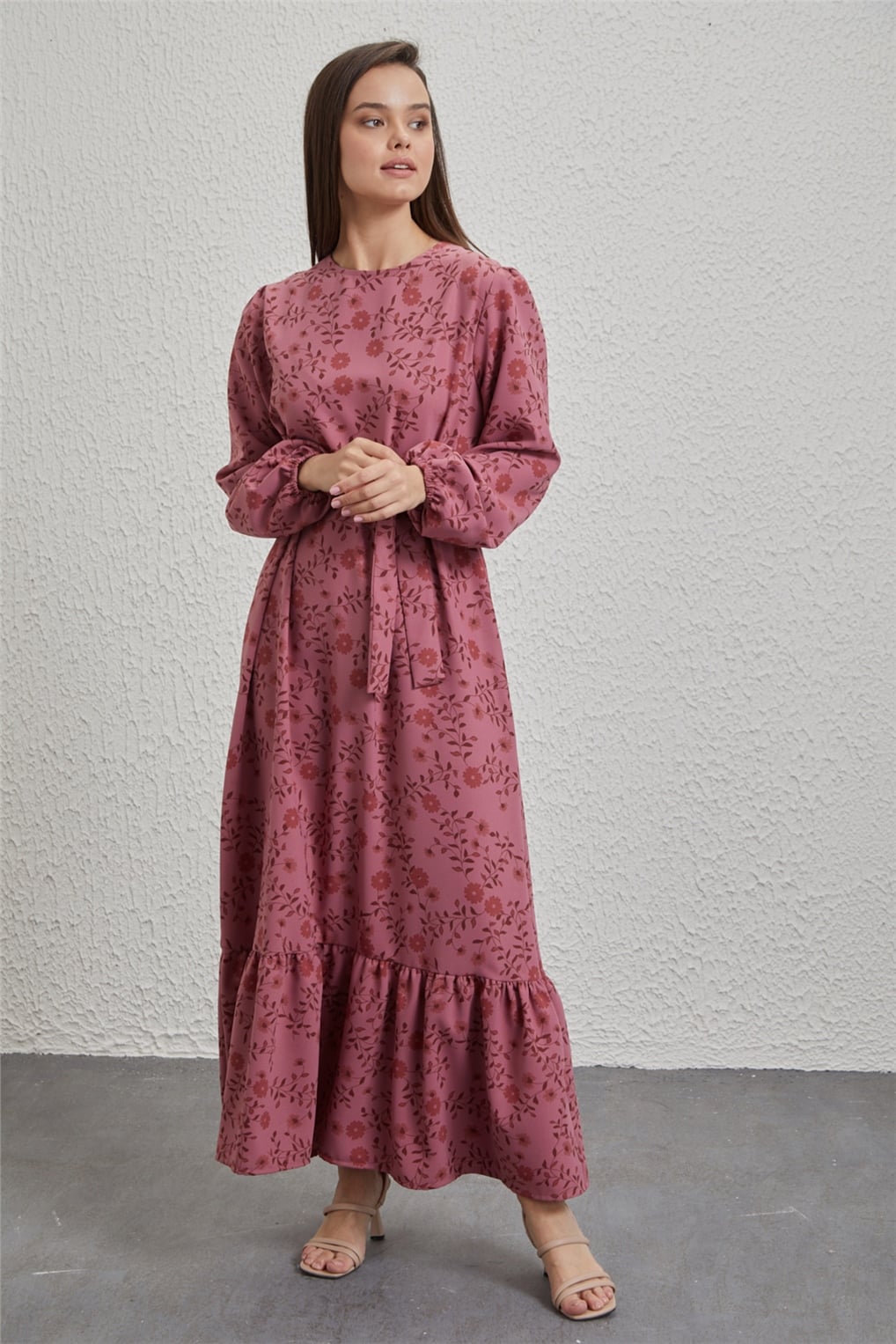 Sitare Fbs Baskılı Elbise 22K1160- Mercan