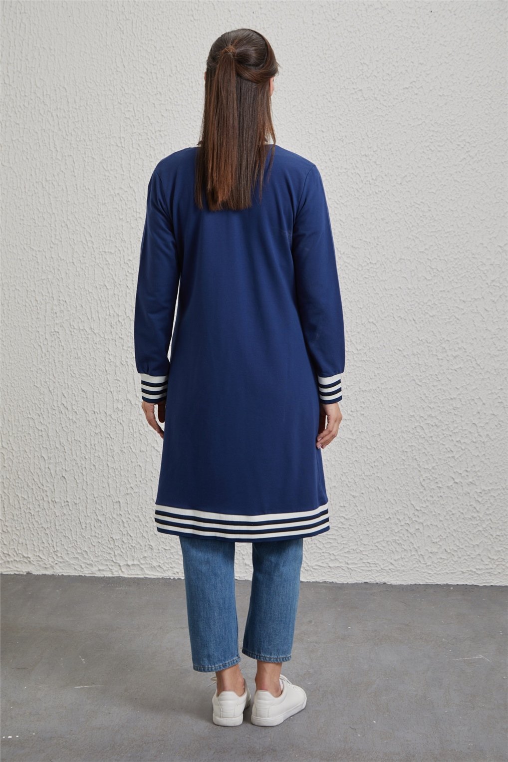 Sitare Fermuarlı Ribanalı Tunik 22K8001- İndigo