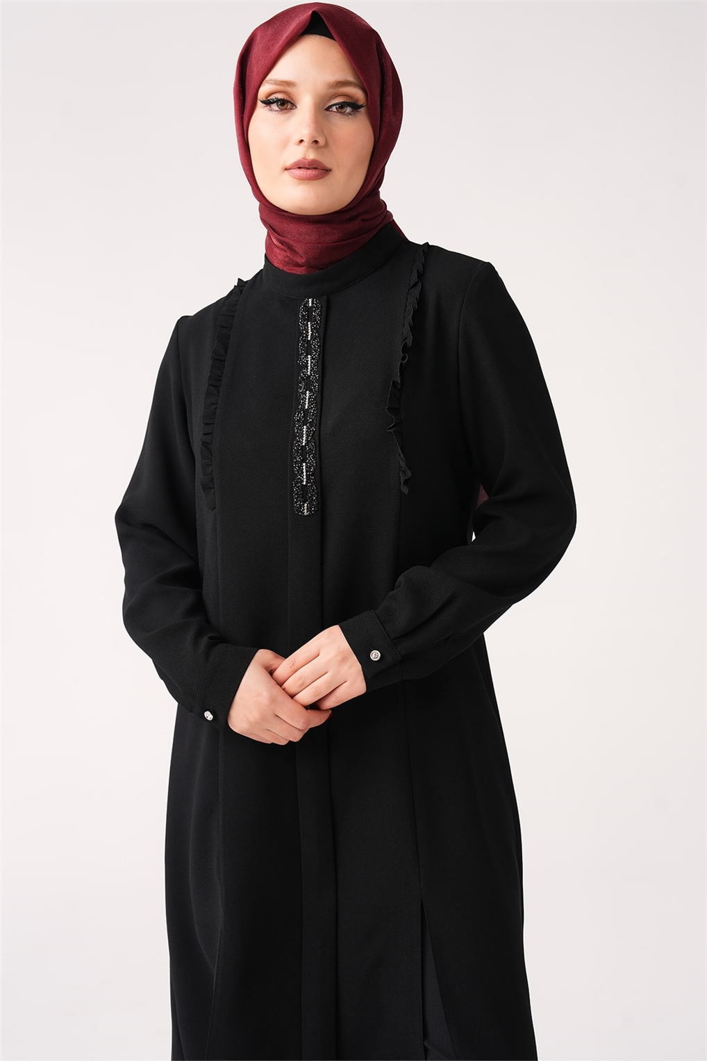 SİTARE FIRFIRLI TAŞLI TUNİK 1369- Siyah