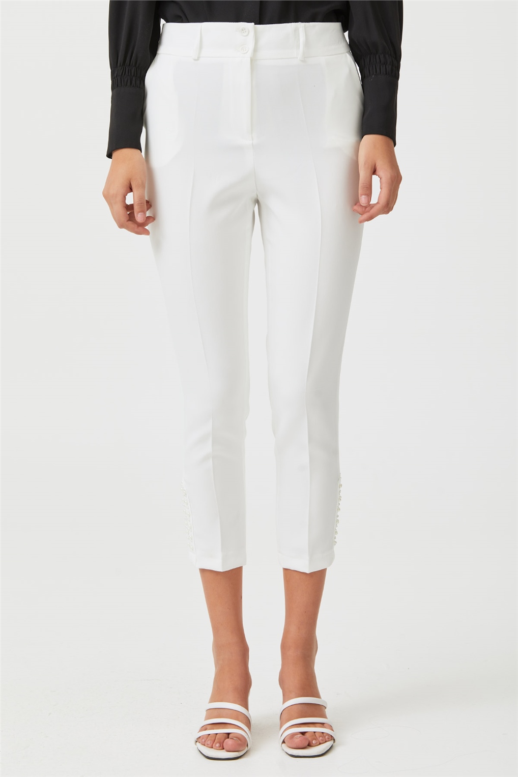 Sitare İncili Bilekboy Pantolon 22Y6011- Ekru